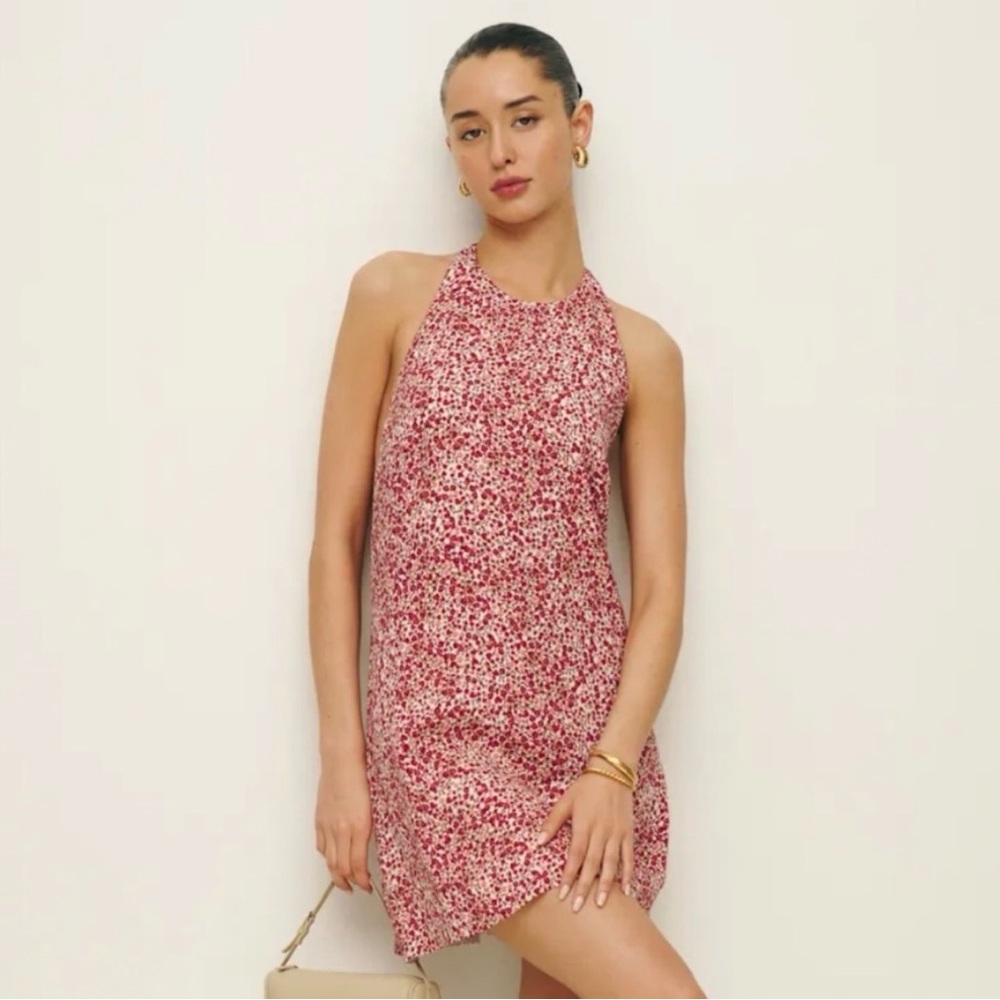 Reformation Floral Mini Halter Dress